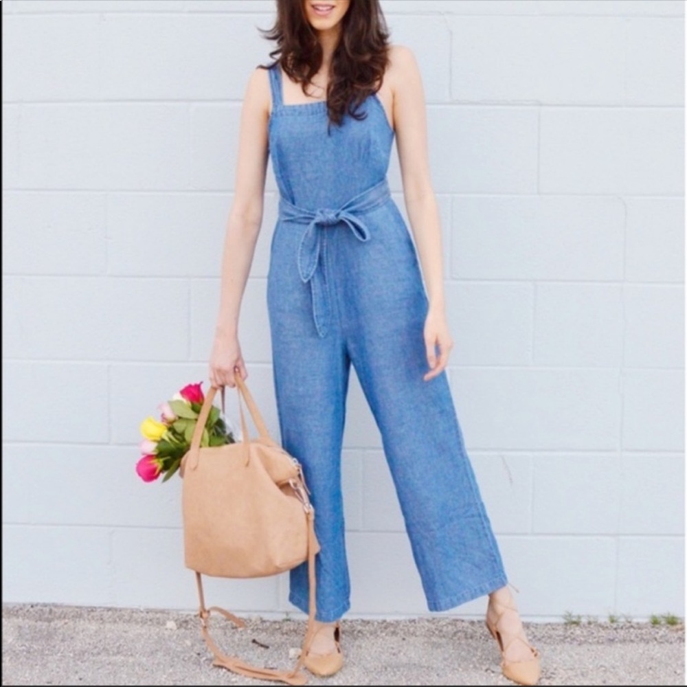 Madewell Muralist crop chambray Jumpsuit overalls